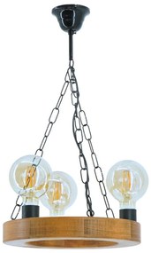Lampadario a sospensione con catena IOS 3xE27/60W/230V diametro 30 cm faggio