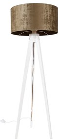 Lampada da terra treppiede bianca paralume marrone 50 cm - TRIPOD CLASSIC