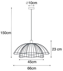Lampada a sospensione intelligente nera 66 cm incl. Wifi G95 - Pua
