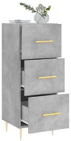 Credenza grigio cemento 34,5x34x90 cm in legno multistrato