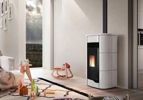 Palazzetti Anna 12 US Pro 2 Stufa A Pellet Ermetica ad aria con uscita fumi superiore in ceramica Beige