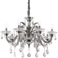 Lampadario Classico Colossal Metallo-Cristallo Grigio 8 Luci E14