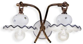 Applique Classica Roma Metallo E Ceramica Nero Sfumato Rame 2 Luci E14