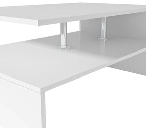 Tavolino da Salotto in Legno Multistrato 90x59x42 cm Bianco