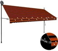 Tenda da Sole Retrattile Manuale LED 350 cm Arancione e Marrone cod mxl 10255