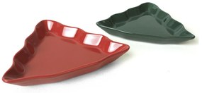 Set 2 piatti albero di Natale 19x22 cm verde e rosso
