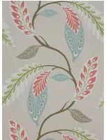 Nina Campbell Carta da parati Fontibre - Aqua/ Coral Red