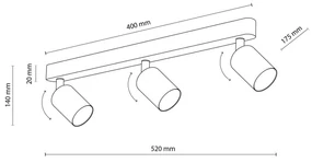 TK Lighting Faretto da soffitto Livia, rosa, 52 cm, a 3 luci, metallo, GU10