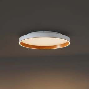 Plafoniera di design bianca con legno 60 cm incl. LED con interruttore a 3 vie - Ingo