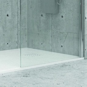 Kamalu - piatto doccia 100x80 cm effetto pietra artificiale colore bianco