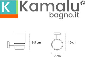 Kamalu - Bicchiere portaspazzolini a muro in acciaio inox bianco opaco e vetro | Monde-B
