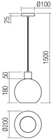 Redo 01-4045 - Lampadario a sospensione con filo ATLANTIS 1xE27/42W/230V diametro 20 cm nero