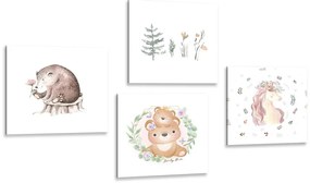 Set di quadri – Animali in tonalità tenui