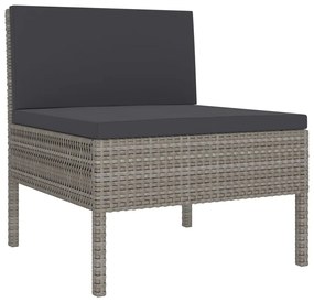 Set divani da giardino 9 pz con cuscini in polyrattan grigio