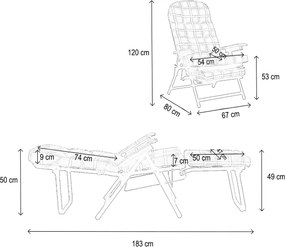 Poltrona sdraio metallo - prolunga con cuscino imbottito MARY Blu scozzese