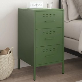 Comodino verde oliva 36x39x68 cm in acciaio laminato a freddo