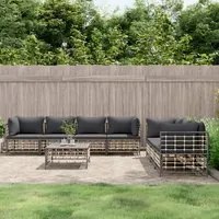 Set Divani da Giardino 8 pz con Cuscini Antracite in Polyrattancod mxl 100521