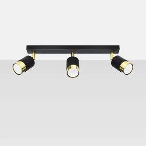 Sollux SL.1071 - Faretto NERO 3xGU10/40W/230V nero/oro