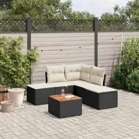 Set Divano da Giardino 6 pz con Cuscini Nero in Polyrattan 3223669