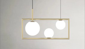 Lampadario Moderno Buble oro paralume bianco 3x E27 MILOOX