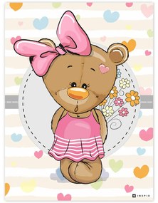 Quadro dell'orsetto con il fiocco rosa per la cameretta femminile | Inspio