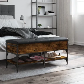 Panca porta scarpe rovere fumo 102x42x45 cm legno multistrato