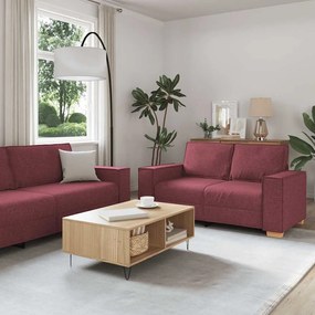Set Di Divani 2 Pz Con Cuscini Rosso Vino İn Tessuto /
