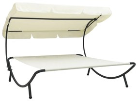 Lettino Da Esterno Con Baldacchino Bianco Crema /