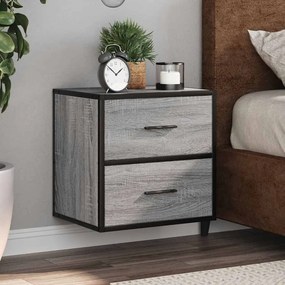 Comodini A Muro 2 Pz Grigio Sonoma 40x31x39,5 Cm /