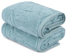 Set di 2 asciugamani in cotone turchese 50x90 cm Estela - Foutastic