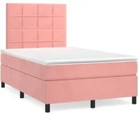 Letto a Molle con Materasso e LED Rosa 120x190 cm in Velluto 3270316