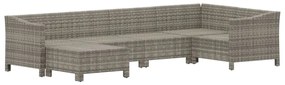 Set divani da giardino 6 pz con cuscini in polyrattan grigio