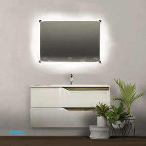 Mobile Bagno Sospeso "Grace 2" Da 100 Cm Composto Da Due Cassetti Lavabo E Specchio