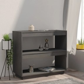 Libreria grigia 80x35x71 cm in legno massello di pino