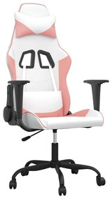 Sedia da gaming bianco e rosa in similpelle