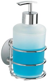 WENKO 18777100 - Dispenser di sapone TURBO-LOC rotondo in acciaio 7,5x16,5 cm cromo lucido/bianco