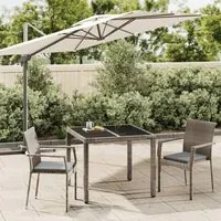 Set da Pranzo da Giardino 3 pz con Cuscini in Polyrattan Grigiocod mxl 100407