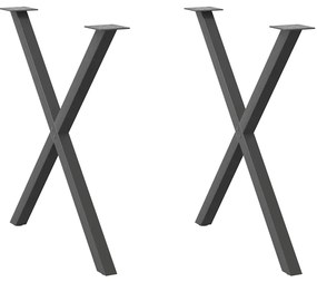 Gambe Tavolo Pranzo A X 2 Pz Antracite 70x(72-73) Cm Acciaio /