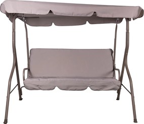 Dondolo da Giardino 3 Posti 170x110x160 cm con Tetto Parasole in Acciaio e Poliestere Tortora...