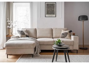 Divano letto in velluto a coste beige (angolo sinistro) Lofty Lilly - Miuform