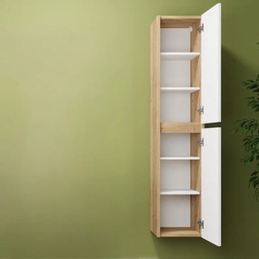 Colonna bagno sospesa 166 cm colore rovere naturale e bianco lucido | LAC-AMFI-RB - KAMALU
