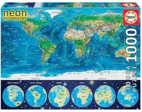 Puzzle Educa World Map Neon 16760.0 1000 Pezzi