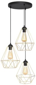 Lampadario a sospensione con filo KARO 3xE27/15W/230V oro/nero