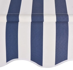 Tenda da Sole Retrattile Manuale 150 cm a Strisce Blu e Bianche