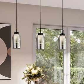 Lampadario Glamour Nora nero paralume nero 3x E27 MANTRA