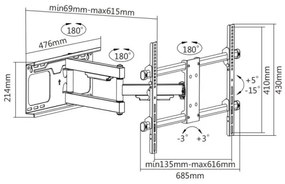 MK FLORIA MKF-20DP646 - Supporto a parete per TV con giunto 80" nero