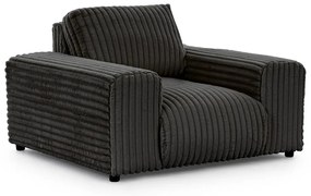 Poltrona grigio scuro con rivestimento in velluto a coste Justin – Ropez