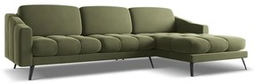 Divano angolare verde (con penisola a destra) con rivestimento in velluto Nalu – Makamii