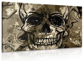 Quadro su tela – Teschio in seppia