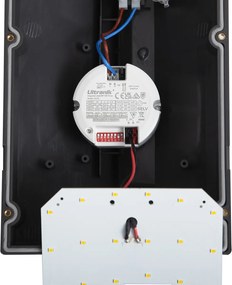 Lampada da parete moderna da esterno grigio scuro con LED IP65 e sensore di movimento - Marek